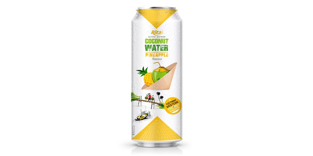 Vietnam Fresh Coconut Water With Pineapple Flavor 500ml Can Rita Brand